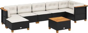vidaXL 8 részes fekete polyrattan kerti ülőgarnitúra párnákkal
