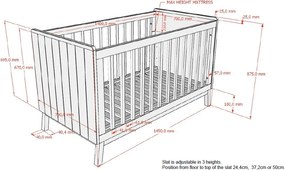 Bézs borovi fenyő babaágy levehető oldallal-állítható magassággal 70x140 cm Sezane – Vipack