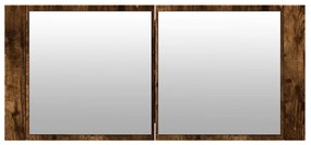 füstös tölgy színű LED-es tükrös fürdőszobaszekrény 100x12x45cm