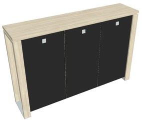 Verno+ közepes szekrény 200 x 46 x 130 cm, üvegajtó, akác / fekete