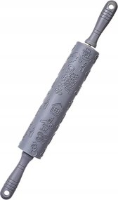 Szilikon Sütőhenger, Szürke, Mintás, Karácsonyi Ünnepi Mintázattal