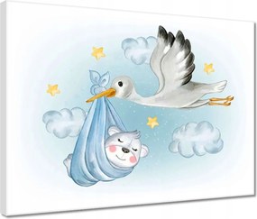 Vászonkép 40x30 A gólya és a mackó Csöcs hozza a babát