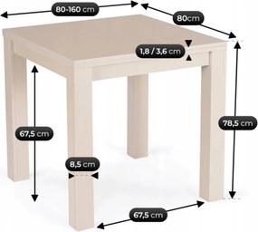 Stół MAX Rozkładany 80-160 cm Orzech Macadamia