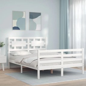 fehér tömör fa ágykeret fejtámlával 120 x 200 cm