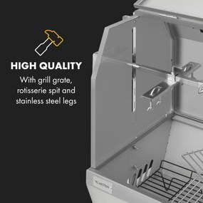 Sauenland Pro XL, malacsütő grill, forgó nyárs, 13 W, 4 kerék, rozsdamentes acél