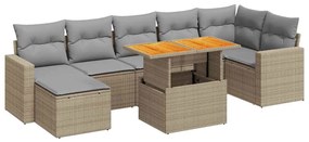 vidaXL 8 részes bézs polyrattan kerti ülőgarnitúra párnával
