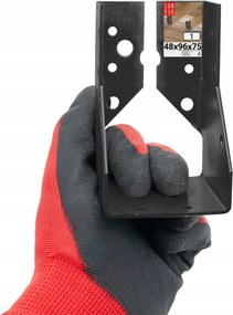 Gerendaakasztó fekete hajlított 48 x 96 x 75 x 2 mm porszórt 1db