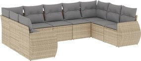 vidaXL 9 részes bézs polyrattan kerti ülőgarnitúra párnákkal