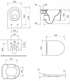 Cersanit Inverto függő WC csésze StreamOn 52 x 35,5 cm + lassan eső ülőke, fehér, S701-432