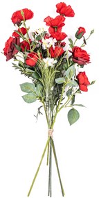 Művirág csokor rózsából és pipacsból, 27 x 72  x 12 cm