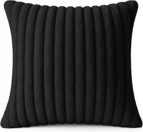 Dekoratív Párnahuzat Dombornyomott Csíkos 45X45 CM Plüss Fekete 545