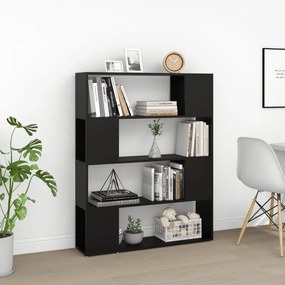fekete szerelt fa térelválasztó könyvszekrény 100 x 24 x 124 cm