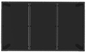 fekete polyrattan üveglapos kerti asztal 150 x 90 x 75 cm