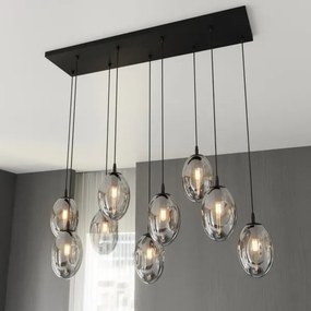 Csillár zsinóron ASTRAL 9xE14/10W/230V fekete/füstös