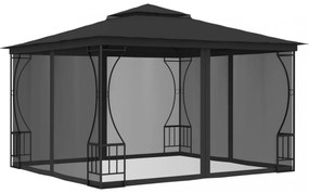 antracitszürke pavilon hálóval 300 x 300 x 265 cm