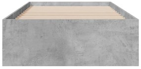 betonszürke szerelt fa ágykeret fiókokkal 90 x 200 cm