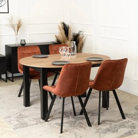 Étkezőgarnitúra 4 db. Rozsdabarna Rick székkel. Bővíthető asztal HARRY 102-142 cm