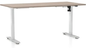 OfficeTech A állítható magasságú asztal, 160 x 80 cm, fehér alap, tölgy