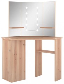 fekete sarok-fésülködőasztal LED-világítással 111x54x141,5 cm