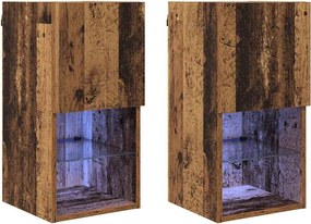 vidaXL Fali TV szekrények 2 pcs Öreg fa 30,5 x 30 x 60 cm Faanyag