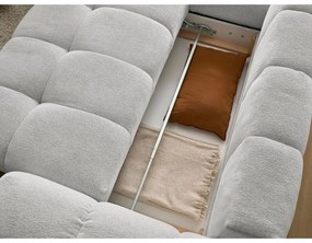 Világosszürke zsenília kinyitható-tárolóhelyes sarokkanapé (bal oldali-L alakú) Everest – Bobochic Paris