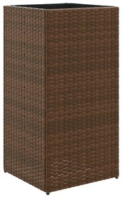 barna polyrattan kerti ültetőláda 40x40x80 cm