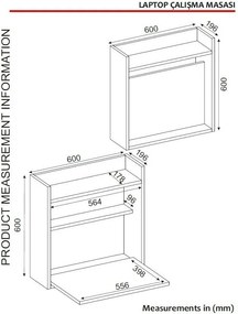 Laptop asztal Fehér és diófa