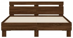 barna tölgy színű ágykeret fejtámlával és LED-del 140x190 cm