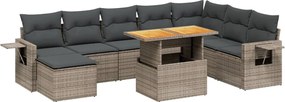 vidaXL 9 részes szürke polyrattan kerti ülőgarnitúra párnákkal