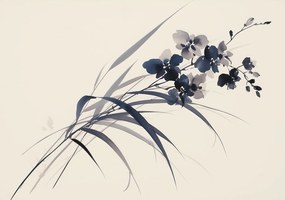 Poszter 66,5x46,5cm Orchidea szépiában