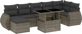 vidaXL 8 részes szürke polyrattan kerti ülőgarnitúra párnákkal