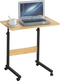 Állítható PC asztal kerekekkel, tölgy/fekete, JUSTUS