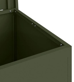 vidaXL Olíva Zöld Kültéri Tárolódoboz - 55 x 50,5 x 50 cm, hidegen hengerelt acélból készült.