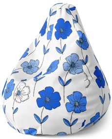 Pear babzsák kék virágok - gyerek, fehér / kék