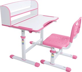 Növekvő íróasztal és szék, rózsaszín/fehér, set ZION