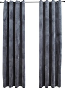 vidaXL 2 db antracit bársony sötétítőfüggöny gyűrűkkel 140 x 245 cm