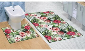 Bellatex Hibiszkusz 3D fürdőszobai szőnyeg szett, 60 x 100 cm, 60 x 50 cm