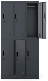 6 ajtós IGOR öltözőszekrény, 900 x 1850 x 450 mm, antracit