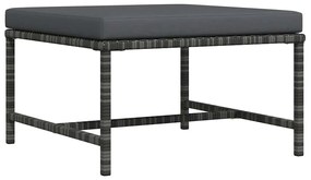 vidaXL szürke polyrattan elemes lábtartó párnával