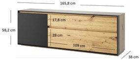 TV asztal/Szekrény Bobbie (artisan tölgy + fekete). 1052779