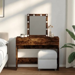 füstös tölgy színű fésülködőasztal LED-del 100 x 40 x 130 cm