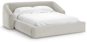 Bézs kárpitozott ágyneműtartós franciaágy ágyráccsal 180x200 cm Campi – Cosmopolitan Design