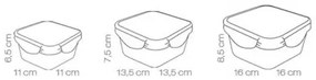 Tescoma FRESHBOX négyzet alakú ételtároló doboz, 3 db, 0,4/0,7/1,2 l,, 3 db