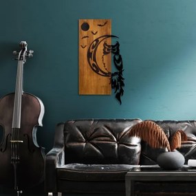 Falra szerelhető dekoráció 36x66 cm bagoly fa/fém