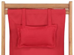 vidaXL piros összecsukható szövetkárpitos, favázas strandszék