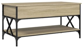 sonoma tölgy szerelt fa és fém dohányzóasztal 100 x 50 x 50 cm
