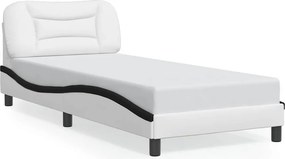 vidaXL fehér és fekete műbőr ágykeret matrac nélkül Hvar 90 x 200 cm