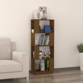 mézbarna tömör fenyőfa könyvszekrény/térelválasztó 51x25x132 cm