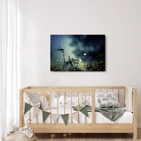 Kép - szitakötő a csillogó éjszakában (90x60 cm)