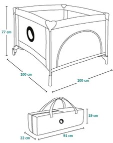 Lionelo - Játékkarám MILLE szürke-zöld